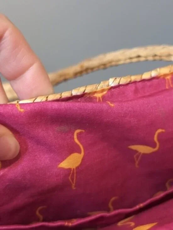 FAF INC. Natural Straw Tote Beach Travel Picnic Shopper Bag Pink Flamingo - Picture 11 of 14